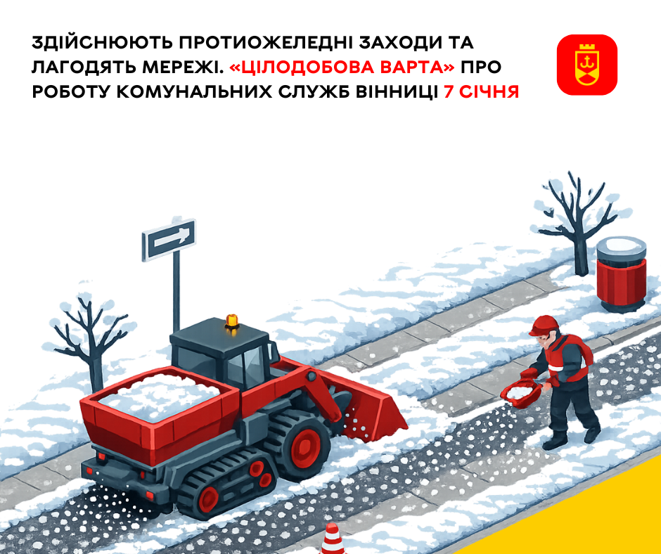 Здійснюють протиожеледні заходи та лагодять мережі. «Цілодобова варта» про роботу комунальних служб Вінниці 7 січня